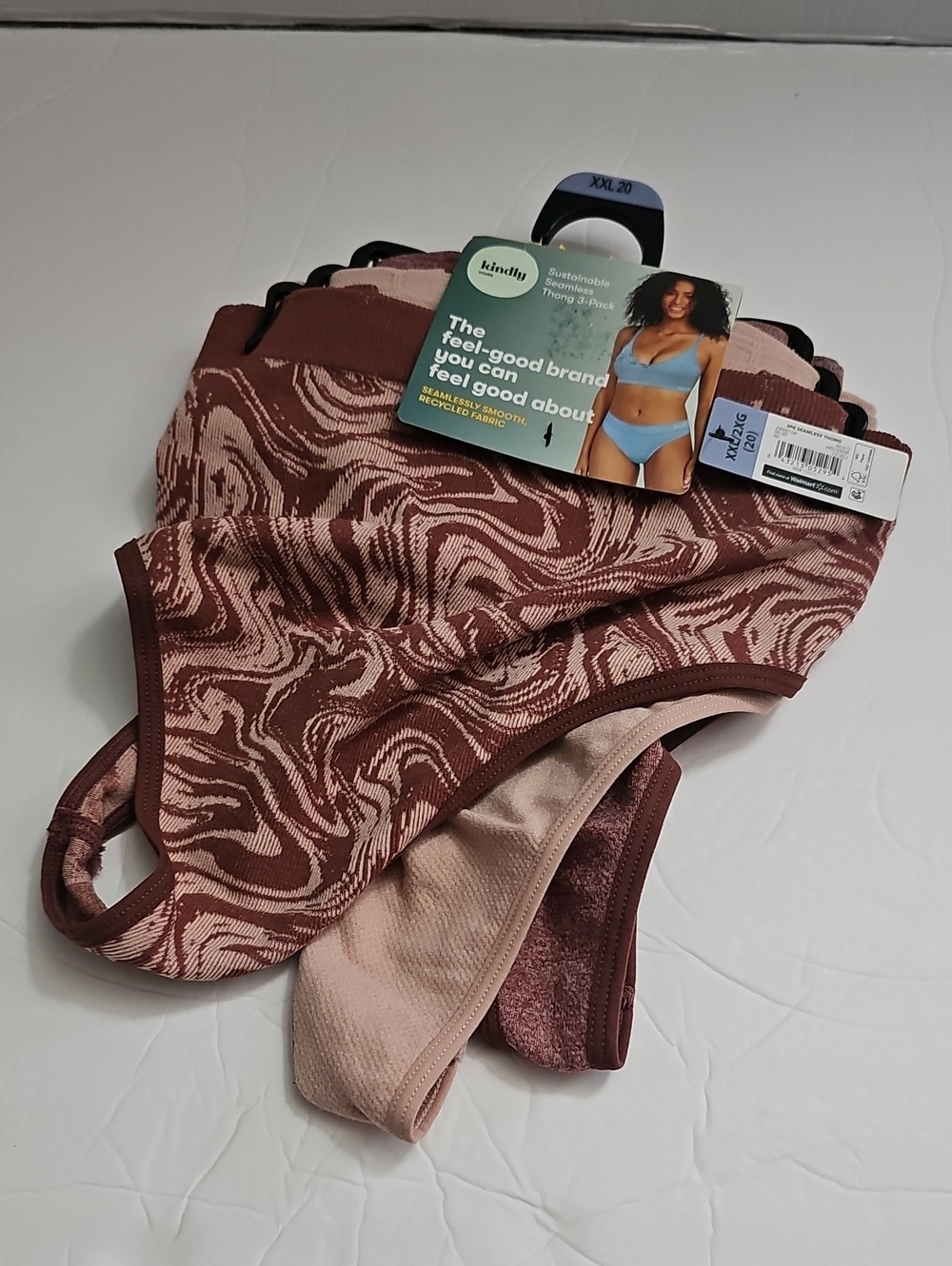 Kindly Women's Seamless Thong Panties - Rose Brown & Blush (3-Pack)